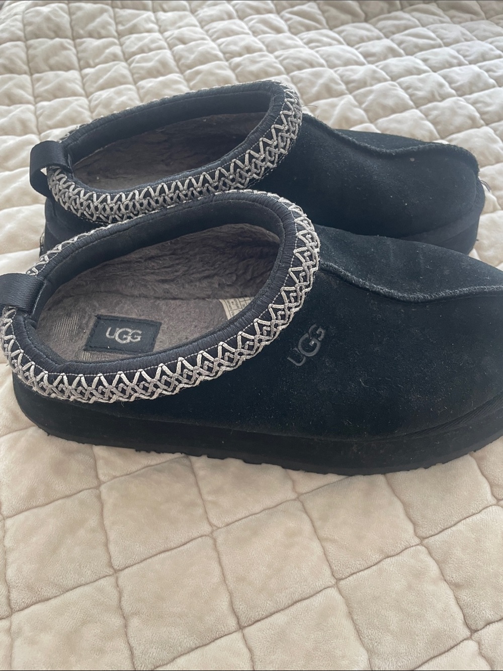 UGG Black Suede Slip-On Moccasin Slippers - Picture 2 of 6